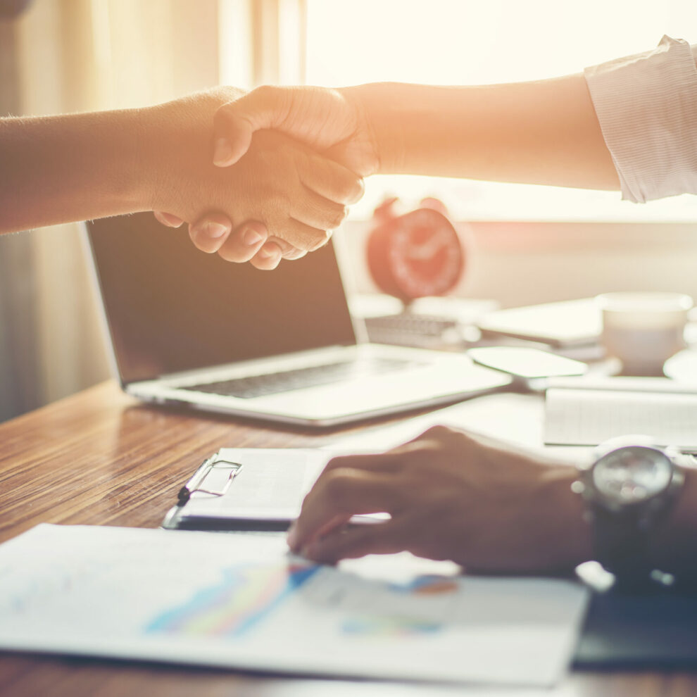 Business People Handshake Greeting Deal At Work.